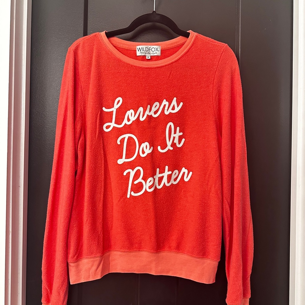 Wildfox Bright Red Crew Neck Sweater: Lovers